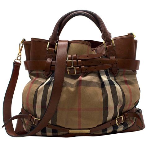 burberry large grainy leather tote|Burberry medium canvas check tote.